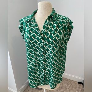 Green Patterned Pleione Blouse
